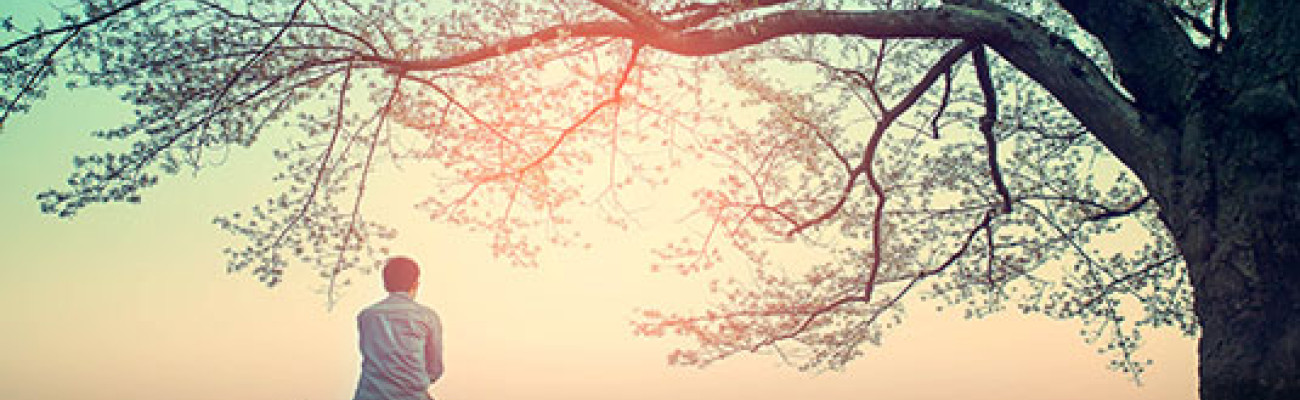 sitting under a tree