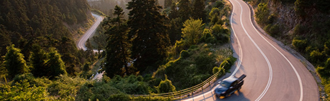 Car driving on a winding road
